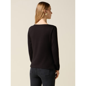 Oltre - T-shirt jersey con stampa e applicazioni - Nero