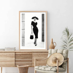 Affiche célébrité Sophia Loren, 1957 Affiche + cadre en bois - Chêne