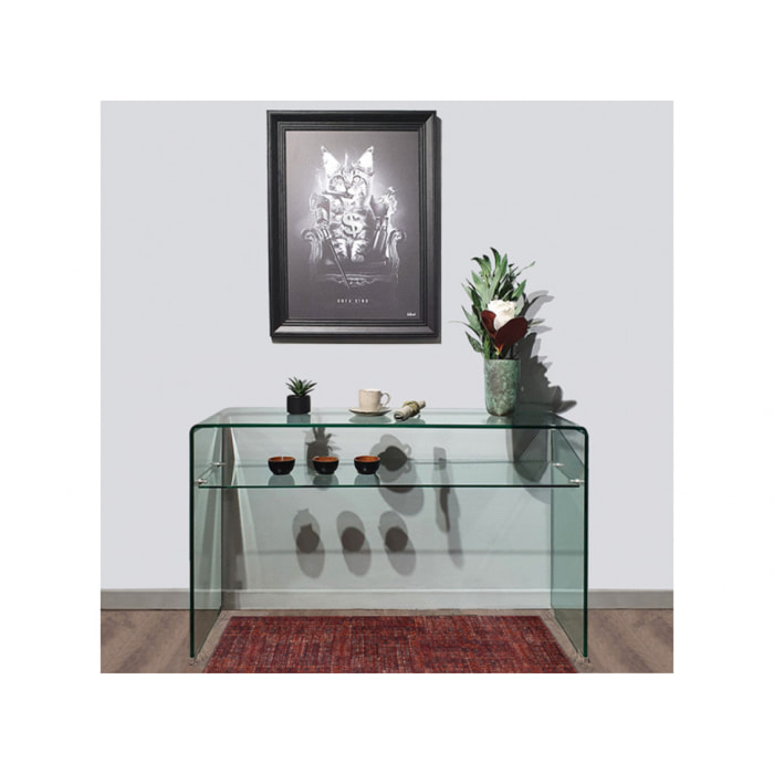 Console en verre 125 cm avec tablette - BENT