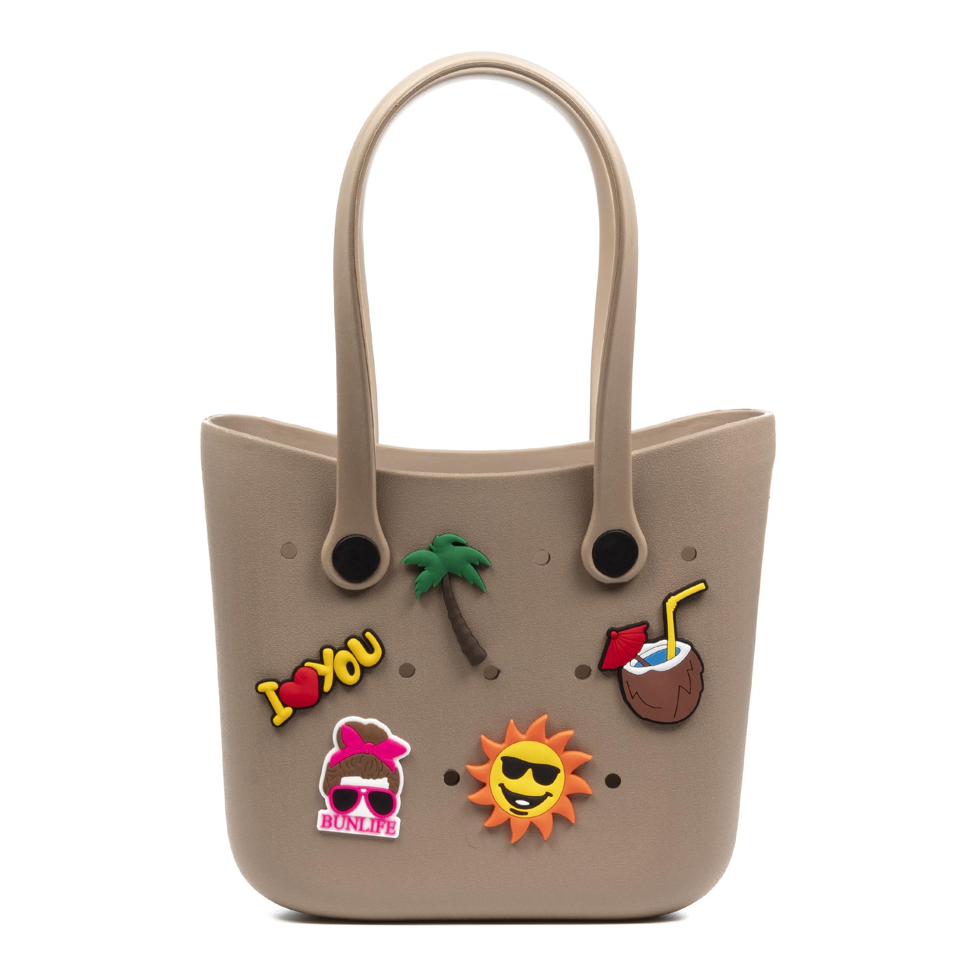 Borsa mare VillaPoma Shopper, in gomma EVA con manici lunghi e charm decorativo