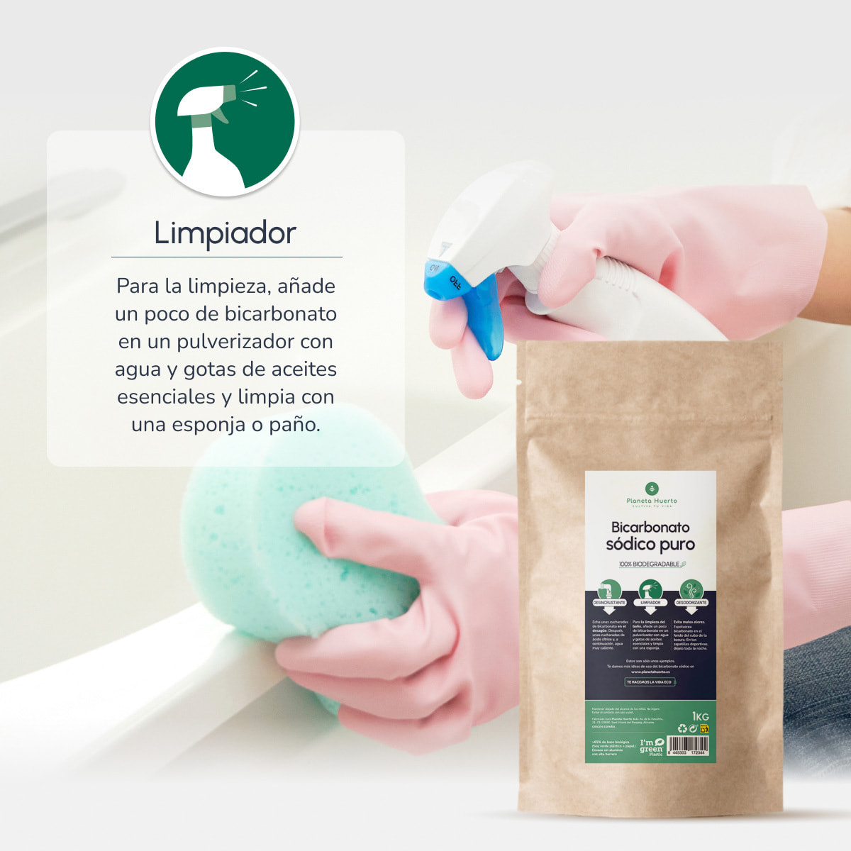 PLANETA HUERTO | Pack 3x Bicarbonato Sódico Ecológico 2.5 kg - Limpieza y Desodorización Natural Multiusos para el Hogar y Más