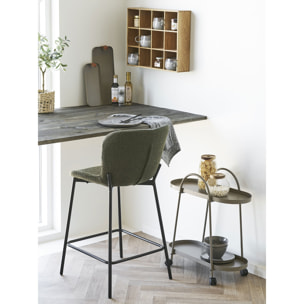 Set 2 sgabelli counter Maceda in bouclé verde scuro con gambe nere 47x55x95 cm