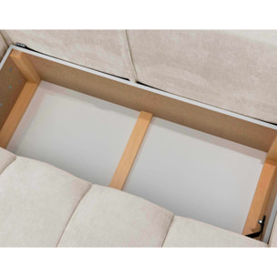 Ambroise - Canapé d'angle gauche 4 places convertible avec coffre en velours texturé - Beige