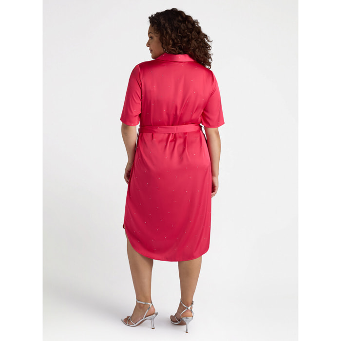 Fiorella Rubino - Vestido camisero con pequeñas tachuelas - Fuchsia