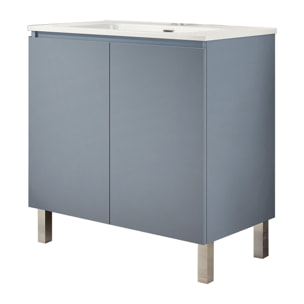 Conjunto de Baño Lust | 80 cm Azul | Dos Puertas | Lavabo Encastrado | No incluye Espejo | Mueble Montado | Alday
