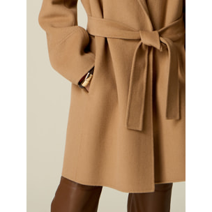 Oltre - Cappotto misto lana con cintura - Beige