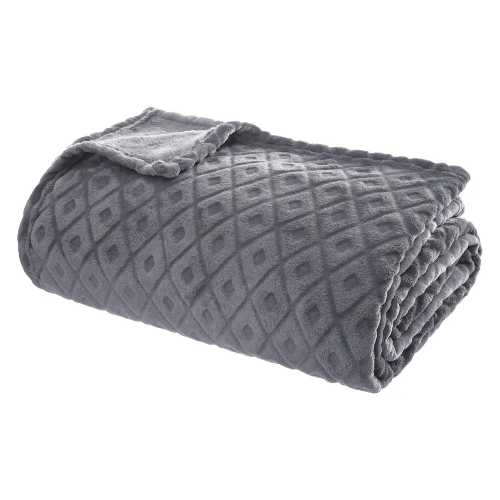 Plaid "3D Losange" en flanelle - gris 180x230 cm