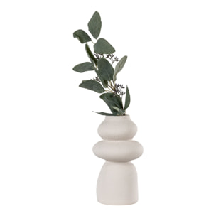 Vaso in gres beige con forme organiche, ø14,5x26,5 cm