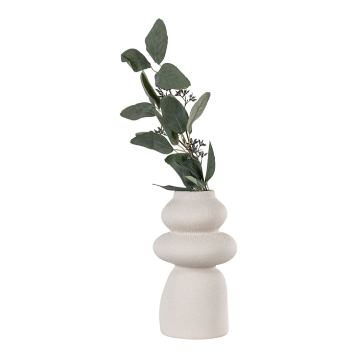 Vaso in gres beige con forme organiche, ø14,5x26,5 cm