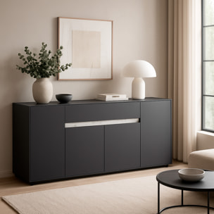 Credenza Moderna Madia Con 4 Ante E 1 Cassetto Mobile Contenitore Sala da Pranzo Soggiorno 170 x 85 x 40 cm Grafite Effetto Marmo