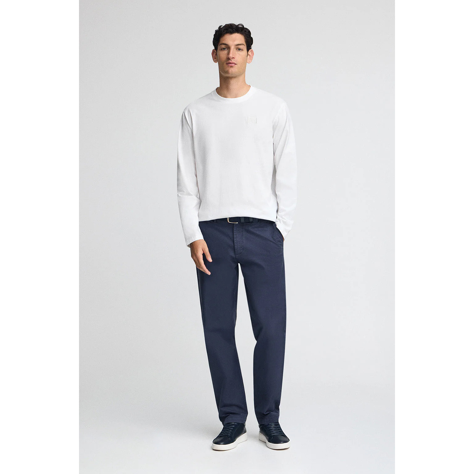 Maglietta bianca a maniche lunghe con toppa personalizzata Polo Club