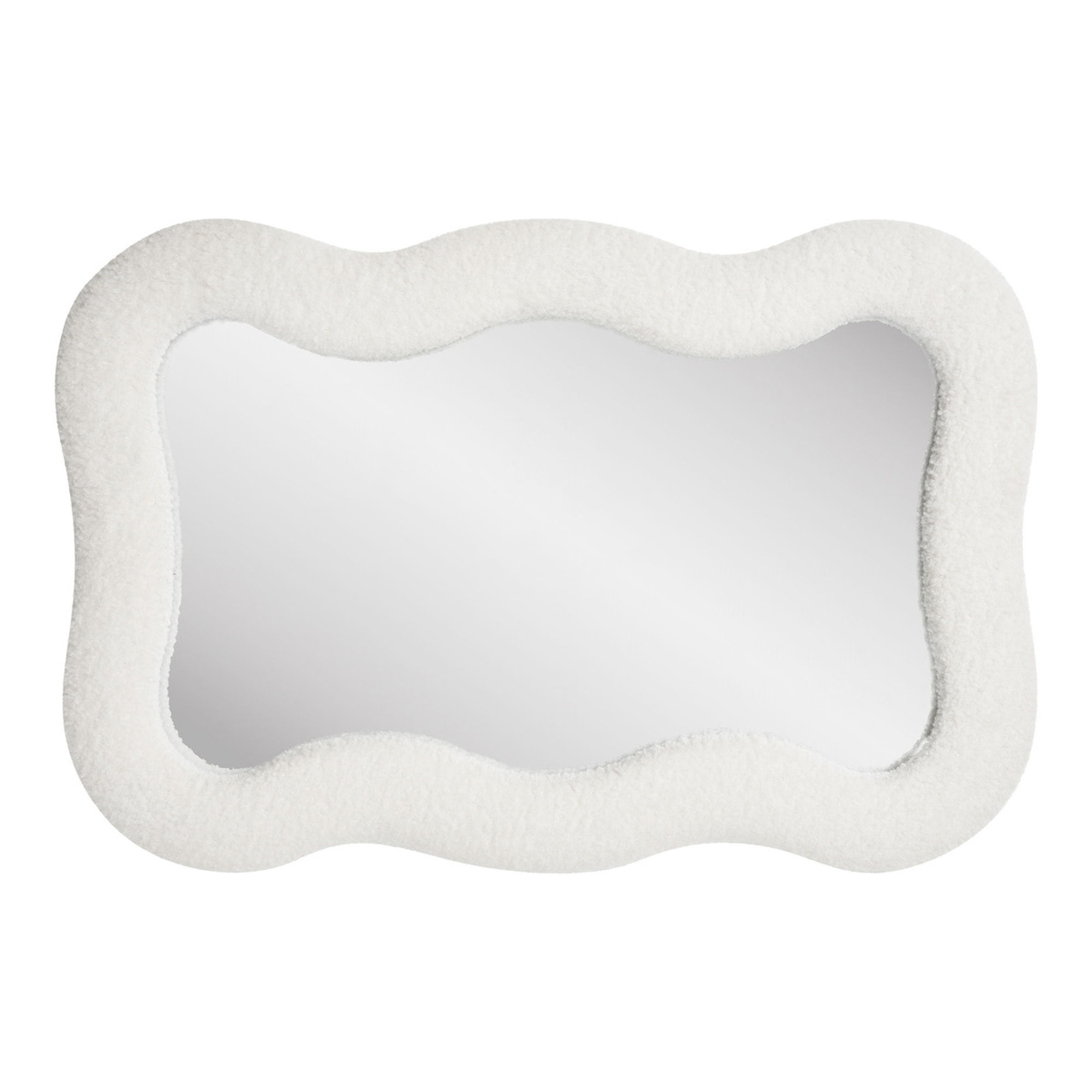 Specchio da parete Bosaro con cornice in teddy bianco 80x54 cm