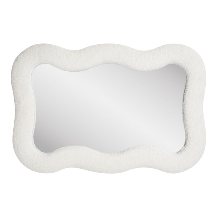 Specchio da parete Bosaro con cornice in teddy bianco 80x54 cm