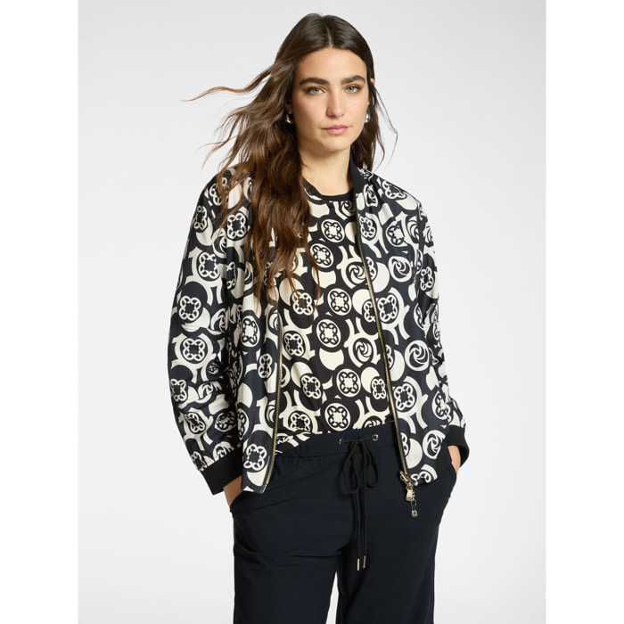 Elena Mirò - Bomber dalla stampa Monogram - Nero