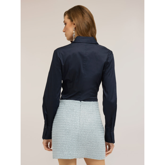 Motivi - Camisa de popelina de algodón - Azul