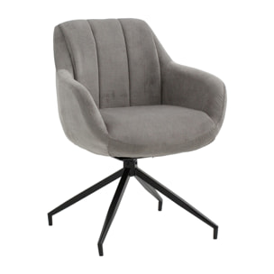 Set di 2 poltroncine girevoli STONESTOWN in tessuto grigio e gambe in metallo nero, con braccioli