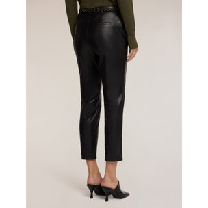 Motivi - Pantaloni slim fit in tessuto spalmato - Nero