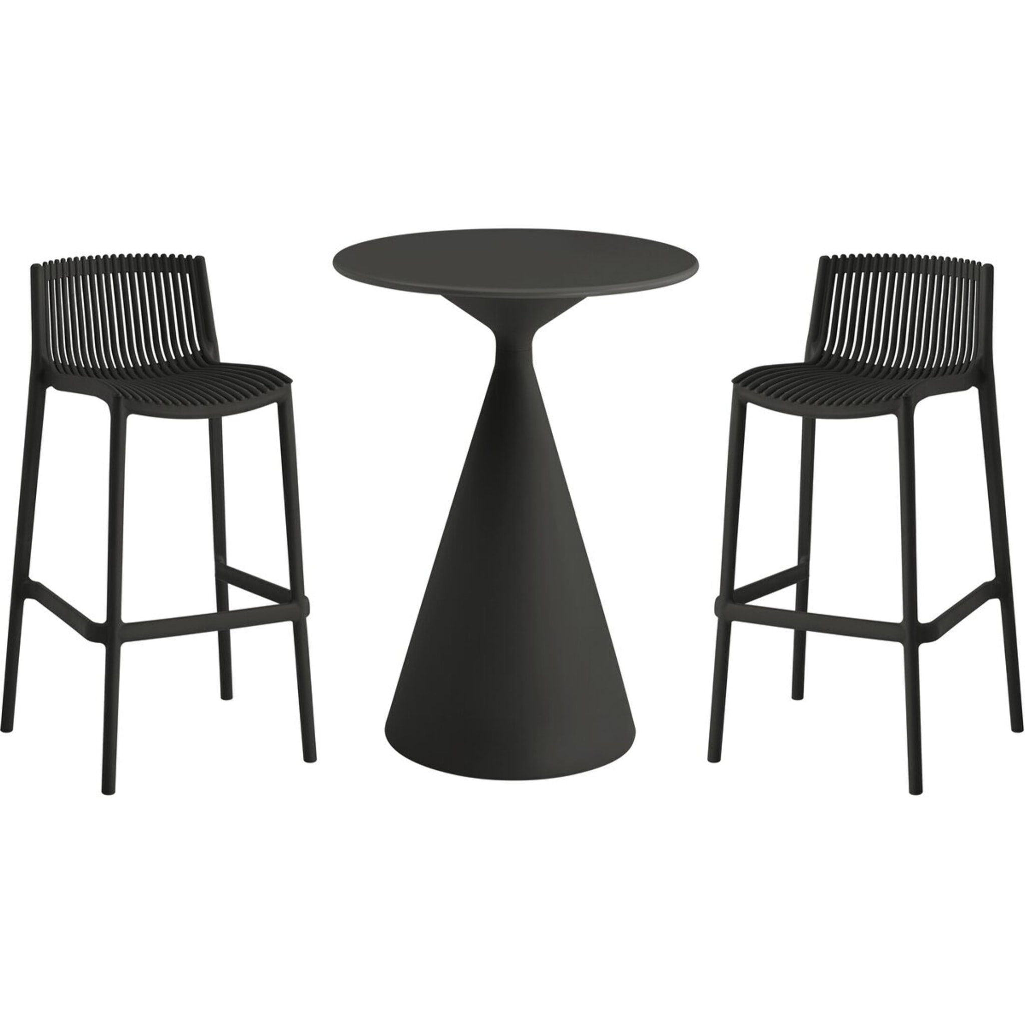 Table et chaises hautes de jardin bistrot empilables "Néora" - 2 places - Noir