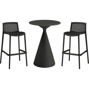 Table et chaises hautes de jardin bistrot empilables "Néora" - 2 places - Noir