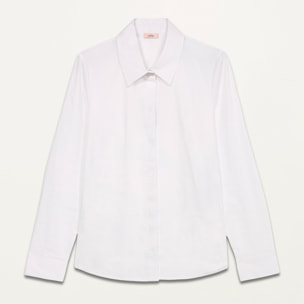 Oltre - Camicia in popeline con bottone gioiello - Bianco