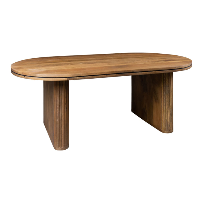 TABLE BASSE EN BOIS DE MANGUIER PIEDS STRIES 110X60X40CM IQUITOS