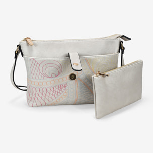 Bolso bandolera piedra con cosido multicolor