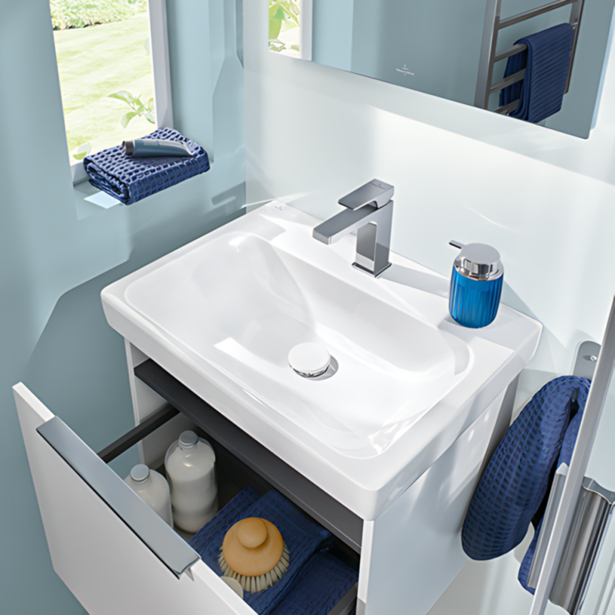 Mitigeur lavabo Architectura Square sans tirette Chrome
