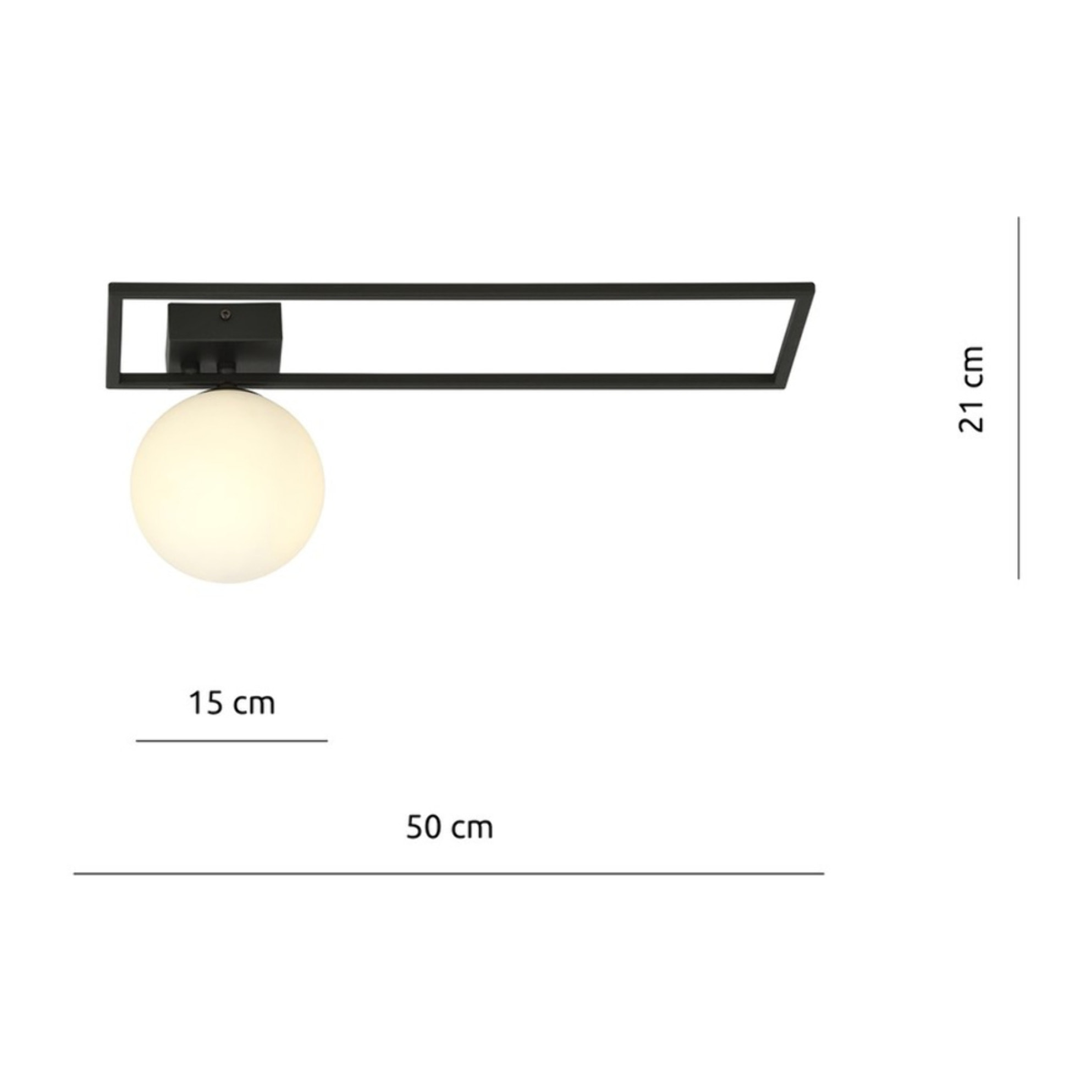 Lampada a sospensione Imago in acciaio nero e vetro opalino