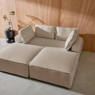 Ensemble chauffeuses pour canapé modulable 4 places bouclette beige - Bao