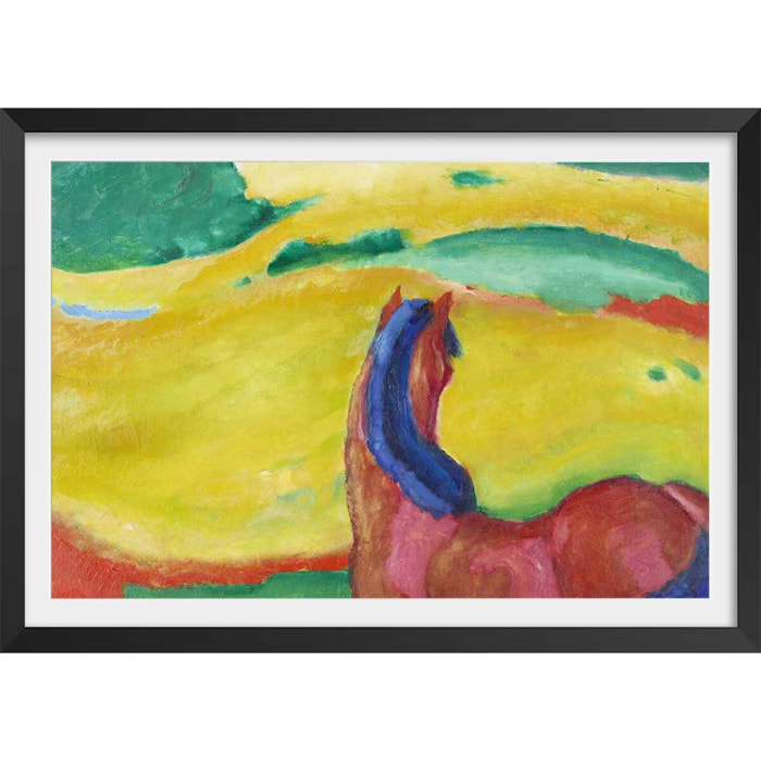 Poster Chevaux dans le paysage par Franz Marc Affiche + cadre en bois - Noir