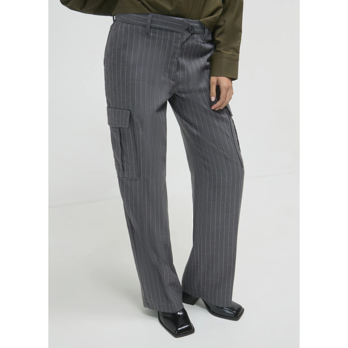 Pantalone palazzo cargo gessato