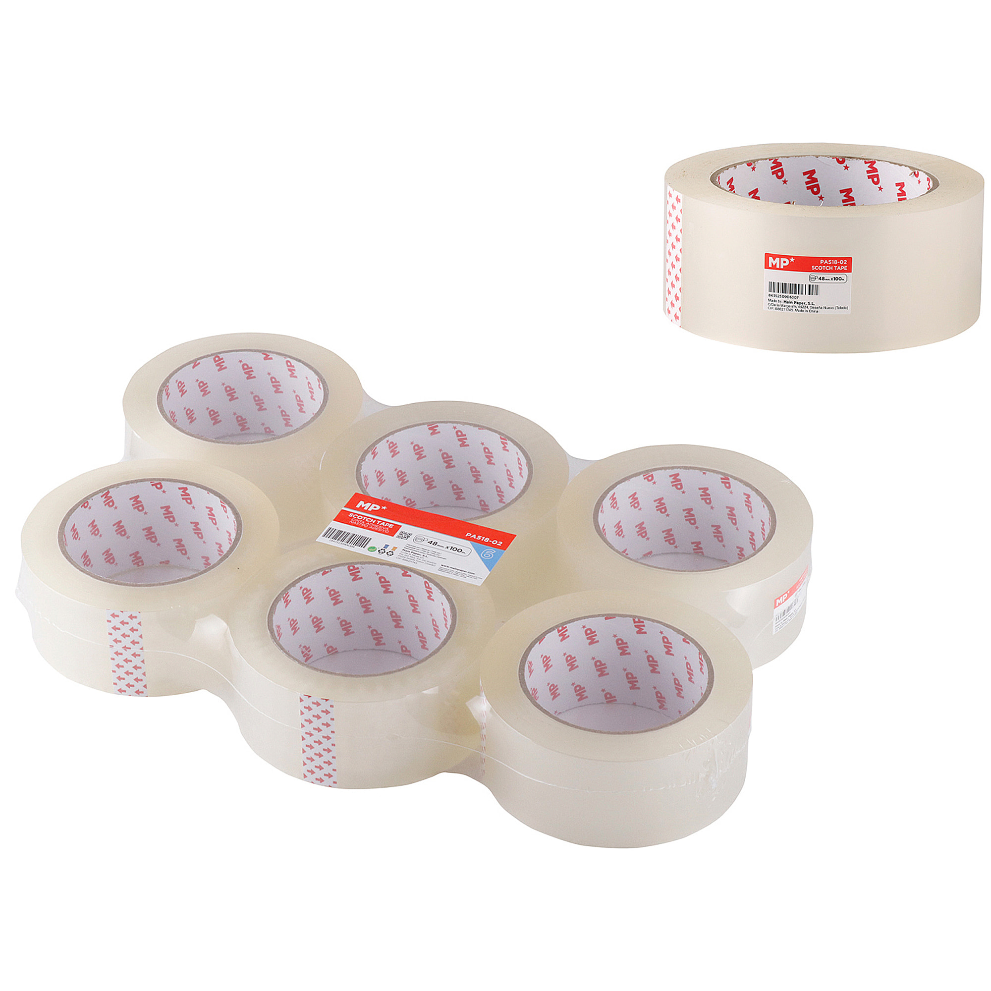 PACK 6 UDS NASTRO ADESIVO TRASPARENTE 48 mm x 100 m