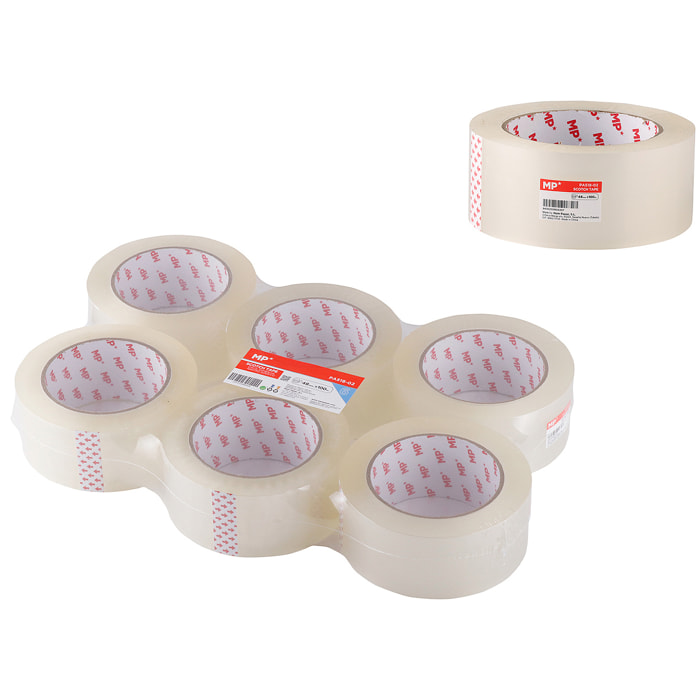 PACK 6 UDS NASTRO ADESIVO TRASPARENTE 48 mm x 100 m
