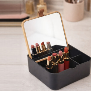 Miroir & Boîte à bijoux Bambou & PS carré ALAIS Noir Spirella