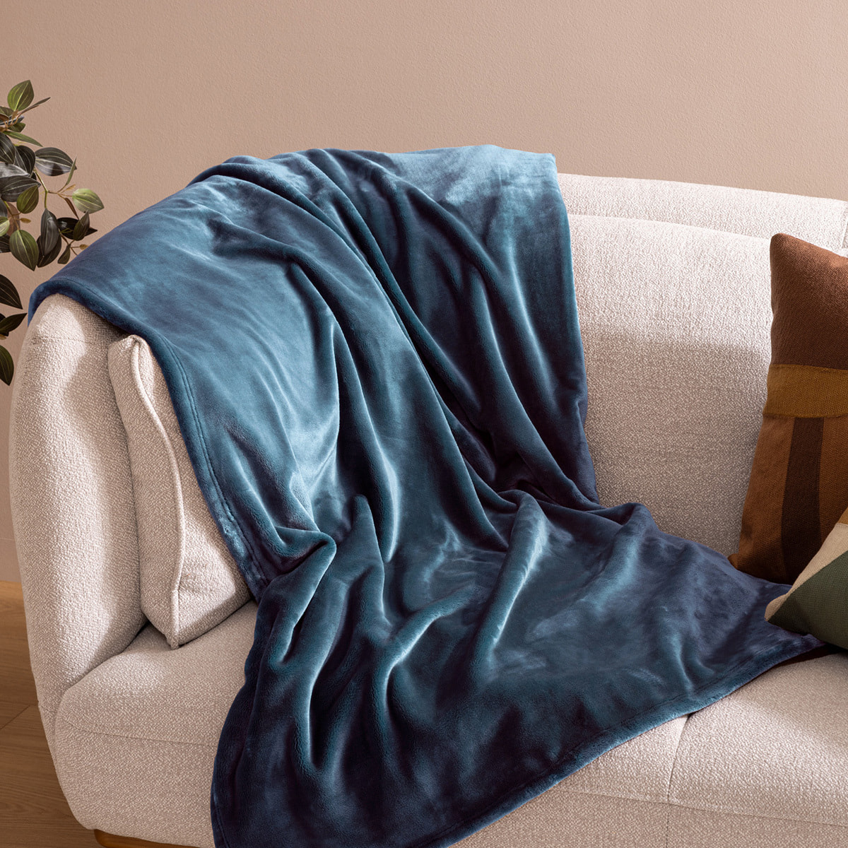Plaid flanelle Cuddly bleu égéen 130x180cm
