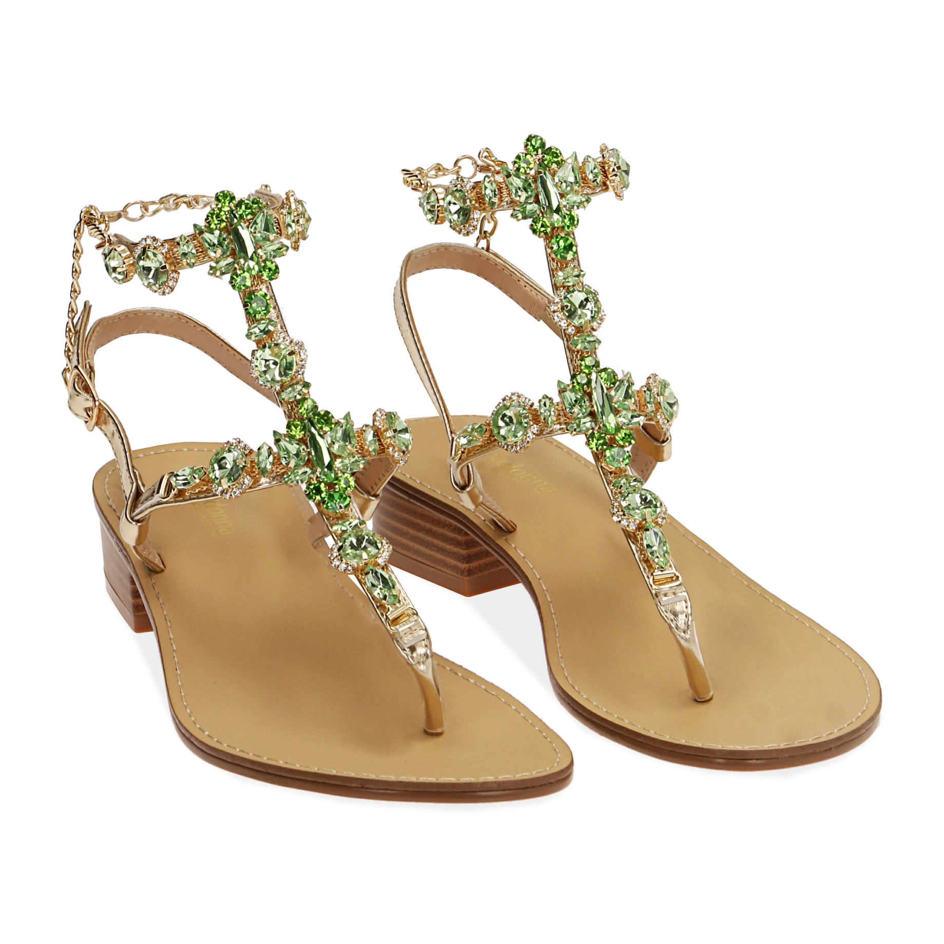 Sandalias joya laminadas oro