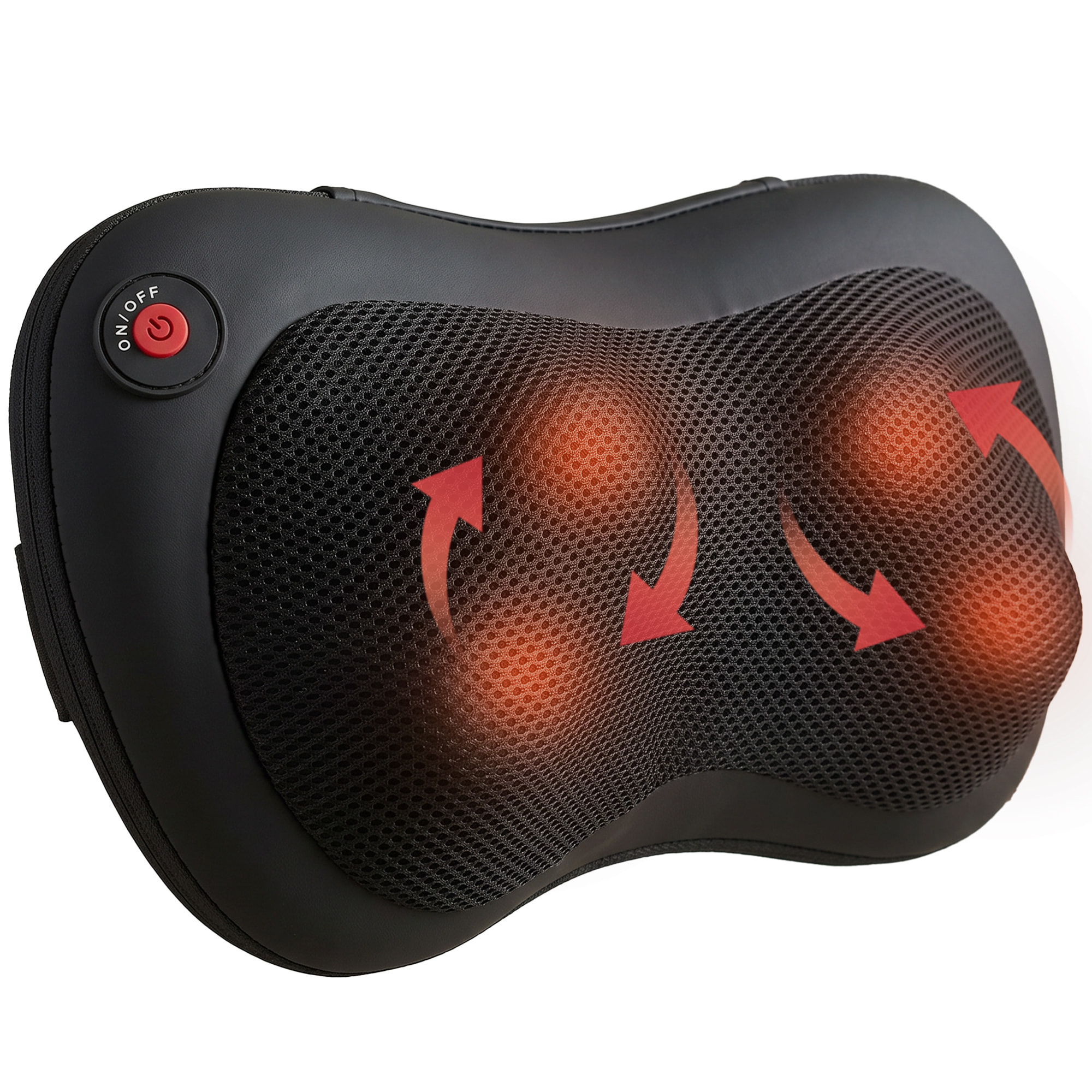 Cojín de Masaje Shiatsu con Calor y 4 Nodos, Amasado Giratorio 3D Masajeador de Cuello y Espalda, Alivio de la Fatiga Muscular Regalo para Mujer y Hombre en Casa, Oficina y Coche