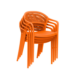 Chaise de jardin empilable avec effet corde (lot de 4) JOVIA