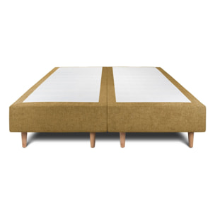 Lit avec tête de lit tapissée tissu et sommier tapissier Ep20