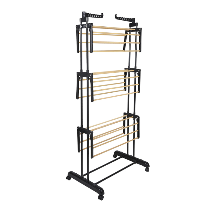 Etendoir Effet Bois 3 Etages 73x64x173cm