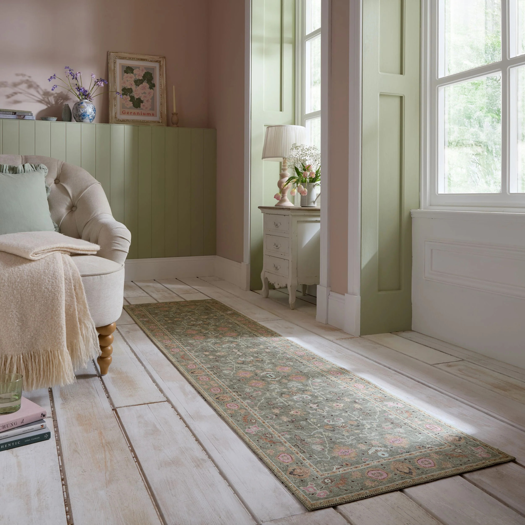 Tapis lavable de couloir  UNA FLORAL