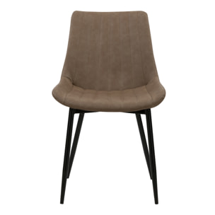 Lot de 2 chaises en cuir synthétique taupe et métal noir - Killi