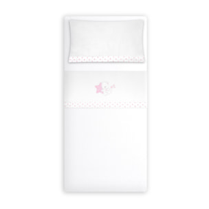Triptico Cuna Coralina Modelo Osito Sentado + Broche Bco/Rosa