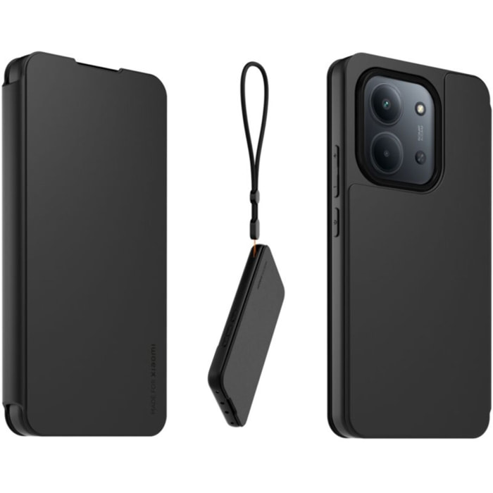 Etui avec cordon MADE FOR XIAOMI Redmi 15C 4G/5G Noir + dragonne