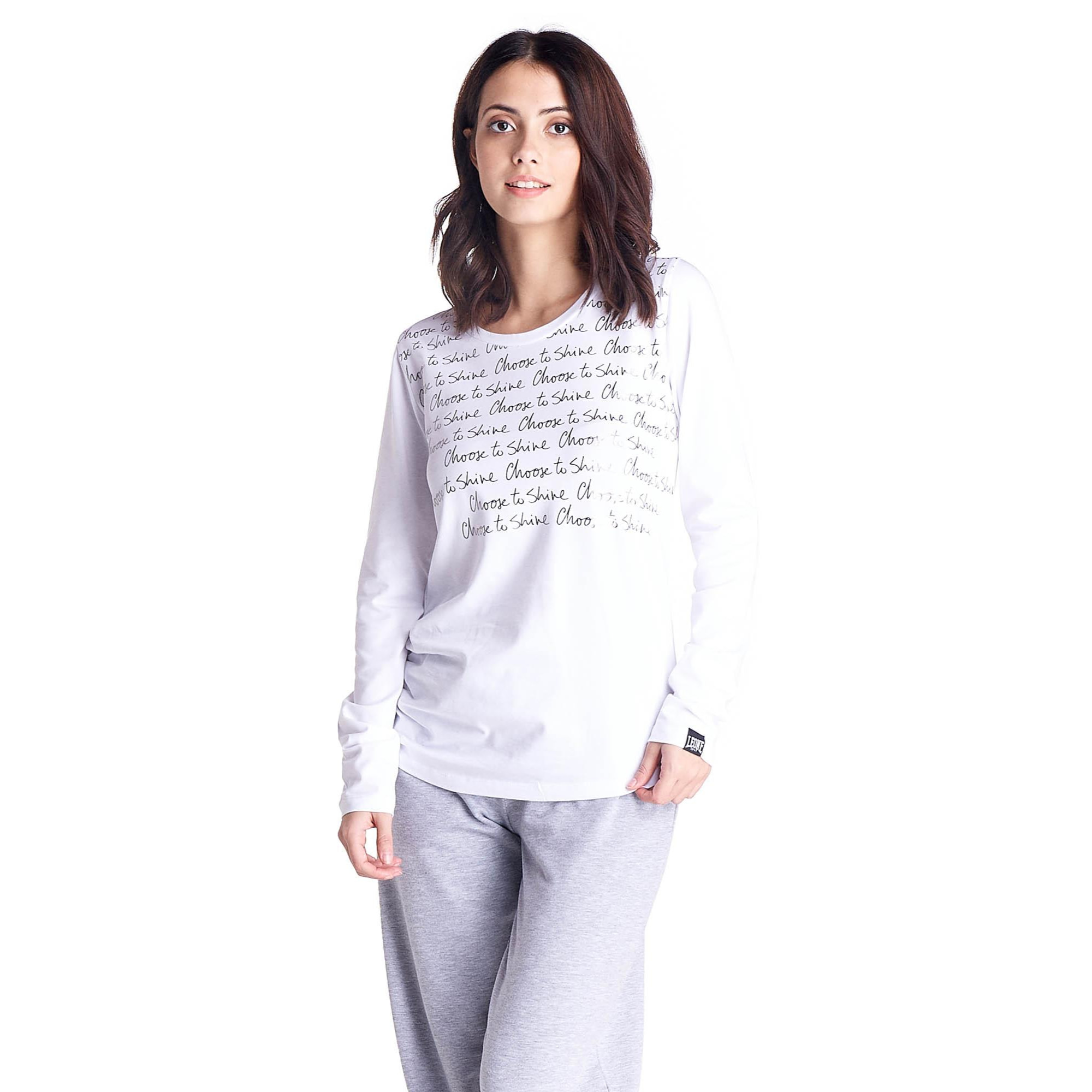 T-shirt da donna manica lunga handwriting Sequins