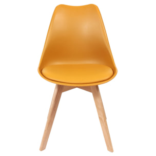 Chaise Scandinave Coque Rembourree Jaune - Lot De 4