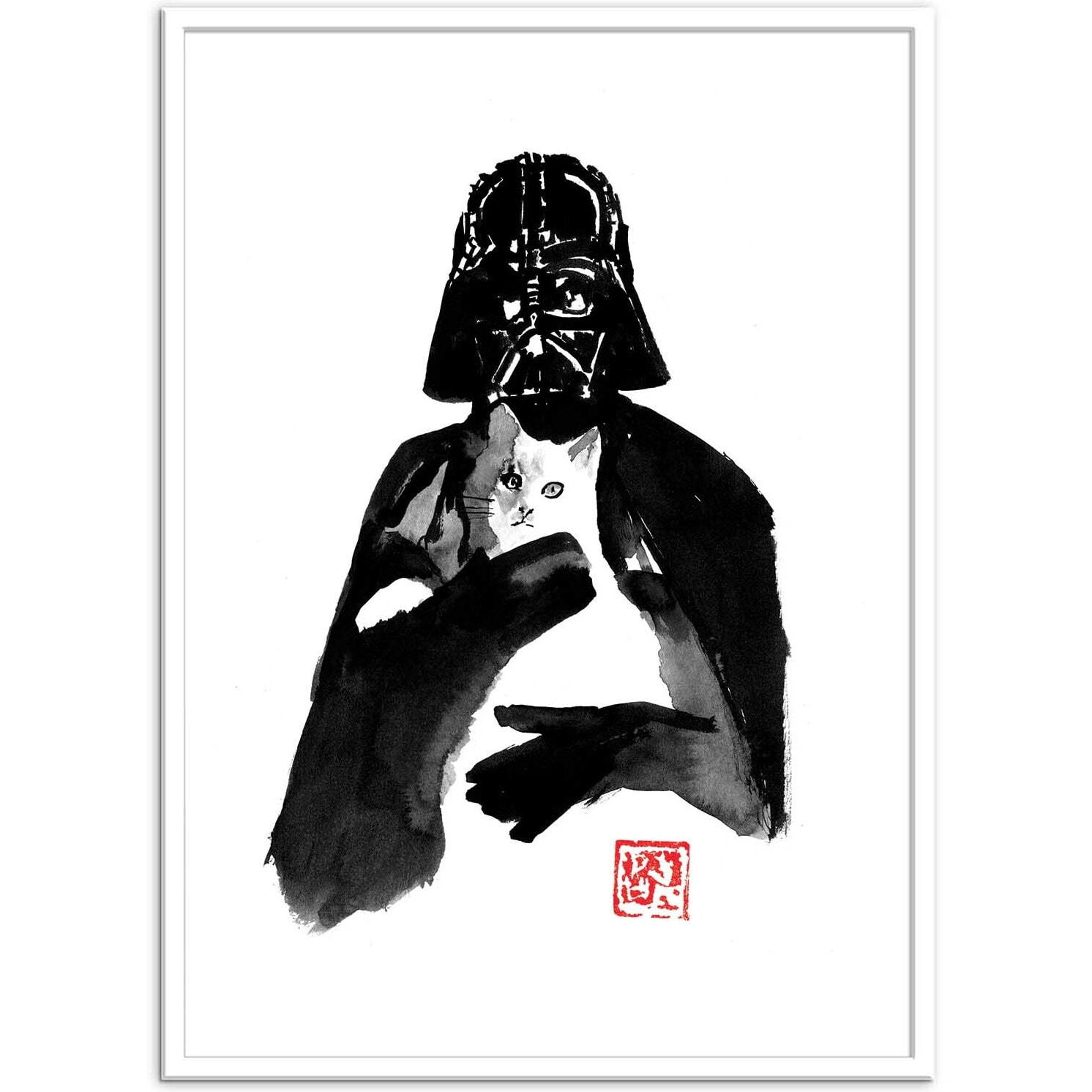 Affiche - Darth Vader and cat - Pechane Sumie