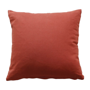 Coussin déhoussable aux broderies  - Effet laine - Brique