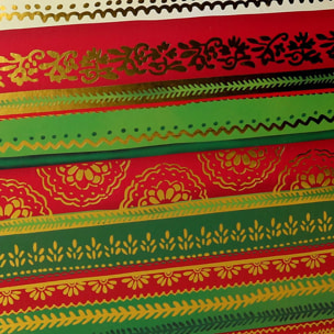 Set di 10 scatole in cartone a righe verde, rosso e oro rettangolare