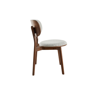 Chaises scandinaves en tissu gris clair et bois foncé noyer (lot de 2) FAUVETTE